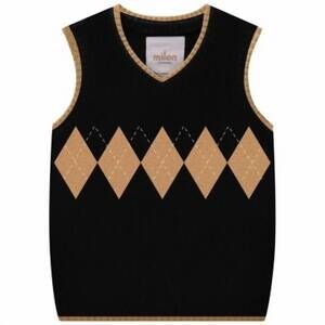NEW MILON boy's knitted vest in black taupe